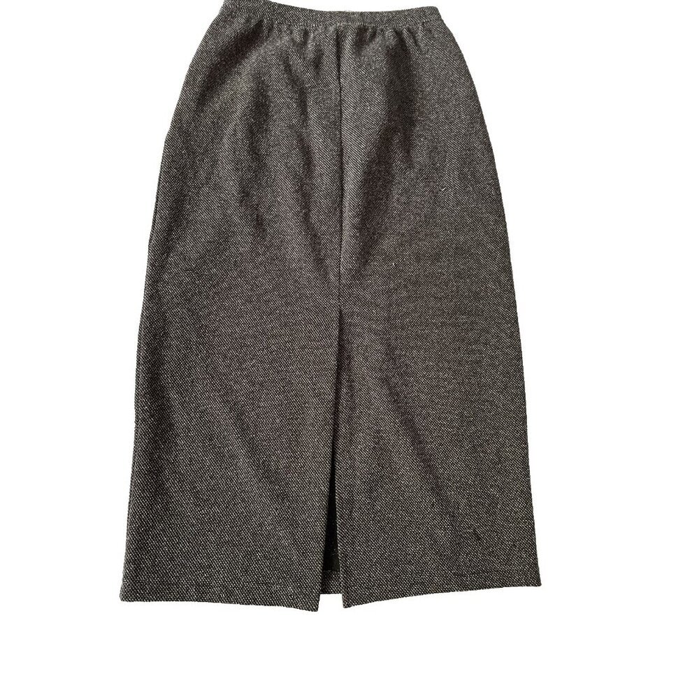 Worthington Womens Black & White Herringbone Midi Skirt With Elastic Waistband &